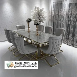 Meja Marmer Putih Corak Mewah