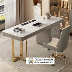 Meja Kantor Marmer Stainless Minimalis