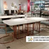 Meja Makan Marmer Putih 6 Kursi Stainless Gold Meja Makan Marmer Putih 6 Kursi Stainless Gold