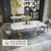 Meja Makan Marmer Putih Desain Unik Modern