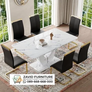 Meja Makan Motif Marmer