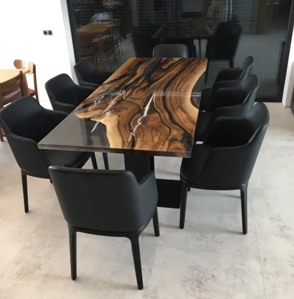 Meja Resin Kayu Jati Solid Modern