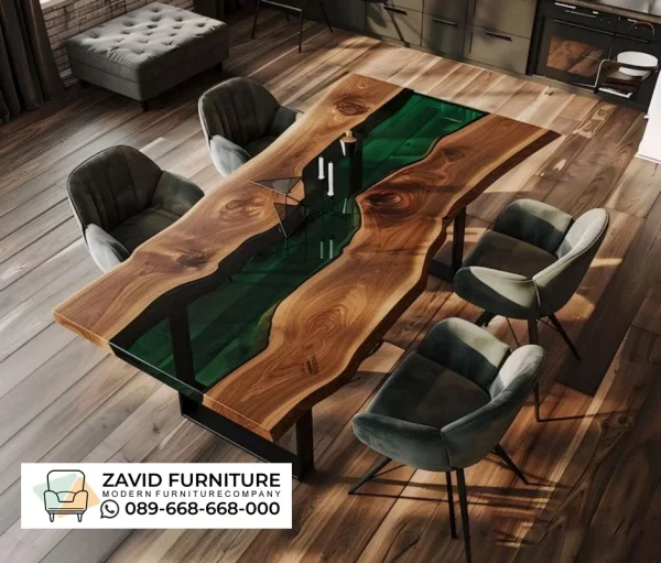 Meja Resin Kayu Jati Solid Modern