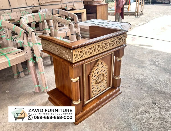 Mimbar Pendek Semi Majlis Kayu Jati Mimbar Pendek Semi Majlis Kayu Jati