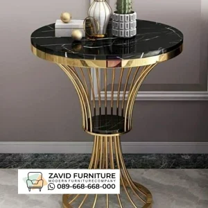 Meja Sudut Hitam Bulat