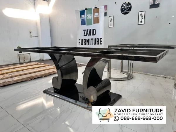 Kaki Meja Stainless Black Glossy Mewah