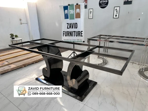 Kaki Meja Stainless Black Glossy Mewah