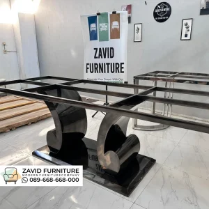 Kaki Meja Stainless Black Glossy Mewah