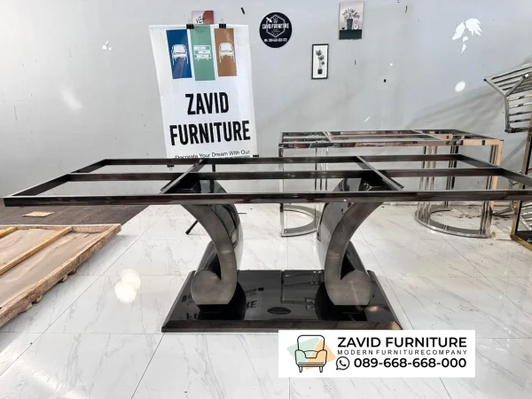 Kaki Meja Stainless Black Glossy Mewah