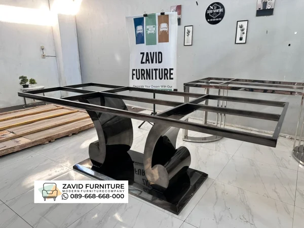 Kaki Meja Stainless Black Glossy Mewah