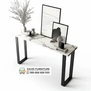 Meja Konsol Marmer Kaki Besi