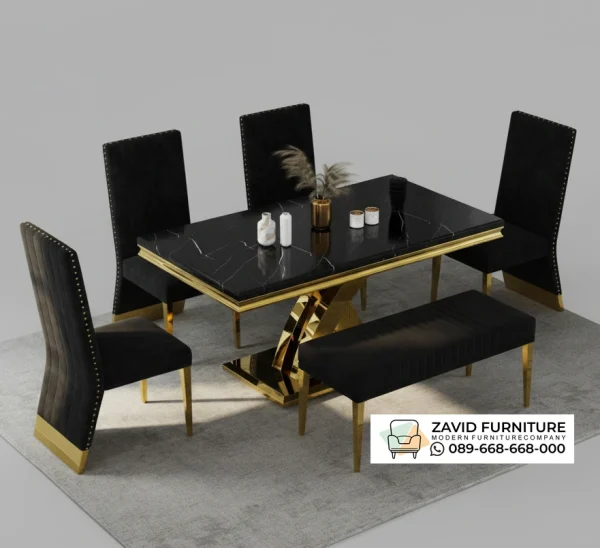 Meja Makan Granit Hitam