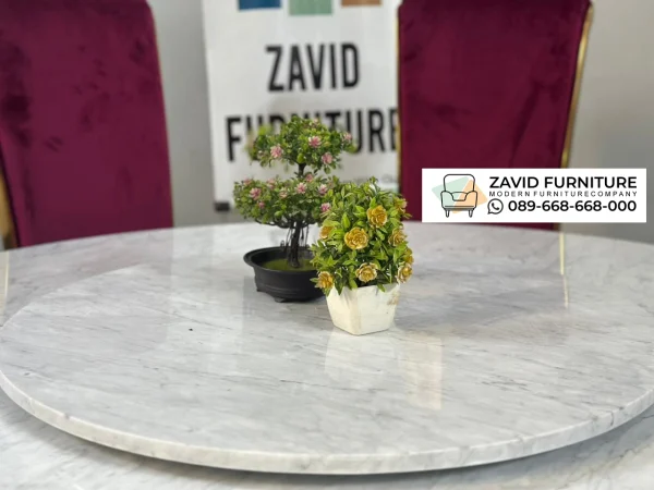 Meja Makan Marmer Bulat 8 Kursi Mewah Putar Meja Makan Marmer Bulat 8 Kursi Mewah Putar