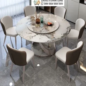Meja Makan Marmer Bundar Kaki Besi Meja Makan Marmer Bundar Kaki Besi