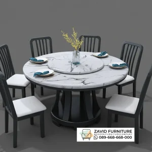 Meja Marmer Putih Kaki Kayu Meja Marmer Putih Kaki Kayu