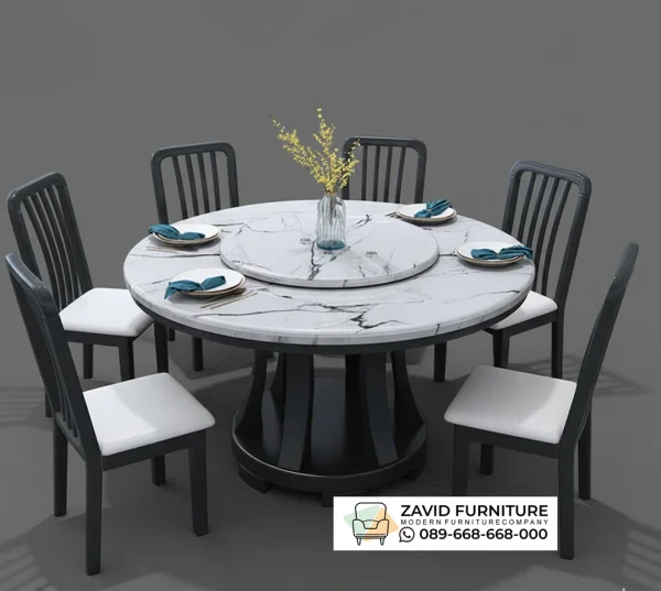 Meja Marmer Putih Kaki Kayu Meja Marmer Putih Kaki Kayu