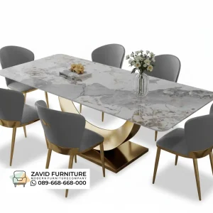 Meja Marmer Kaki Stainless Lengkung Meja Marmer Kaki Stainless Lengkung