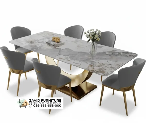 Meja Marmer Kaki Stainless Lengkung Meja Marmer Kaki Stainless Lengkung