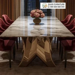 Model Persegi Panjang Meja Makan Marmer 6 Kursi