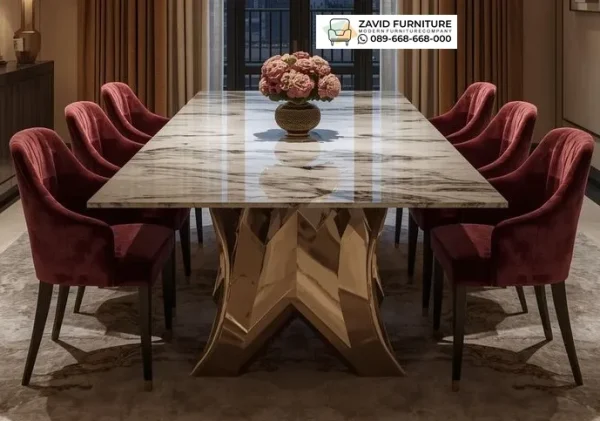 Model Persegi Panjang Meja Makan Marmer 6 Kursi
