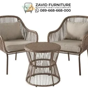 Set Kursi Teras Rotan Kaki Besi