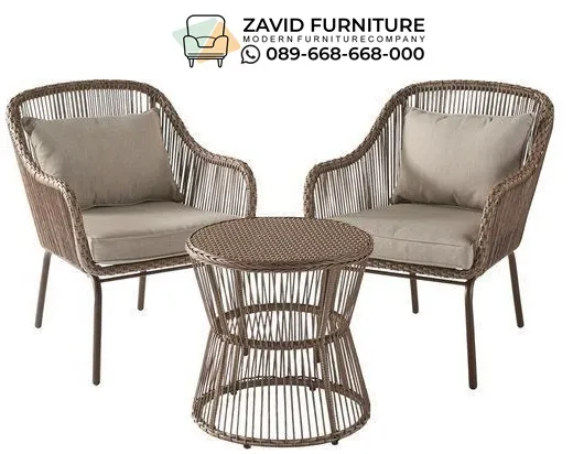 Set Kursi Teras Rotan Kaki Besi