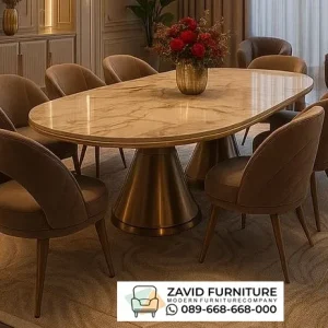 Set Meja Makan Marmer Mewah