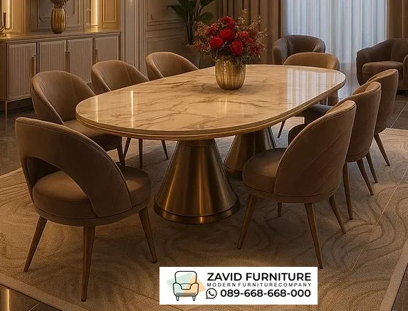 Set Meja Makan Marmer Mewah