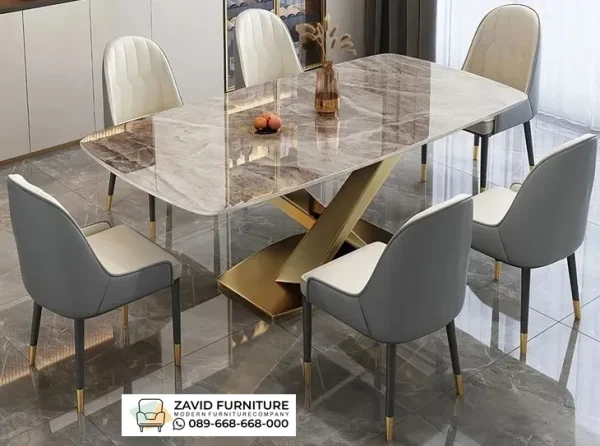Set Meja Makan Top Marmer Abu