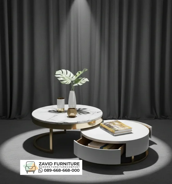 Coffe Table Bulat Laci