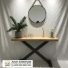 Meja Konsol Kayu Kaki Besi Silang