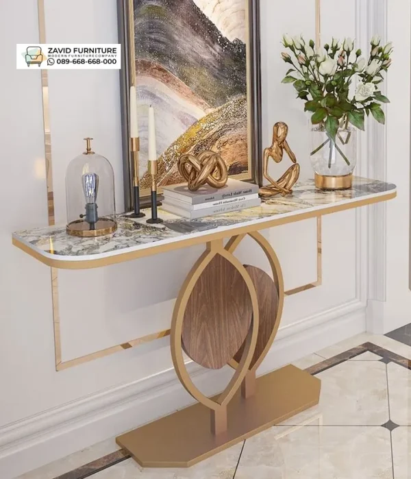 Meja Konsul Marmer Kaki Bentuk Daun