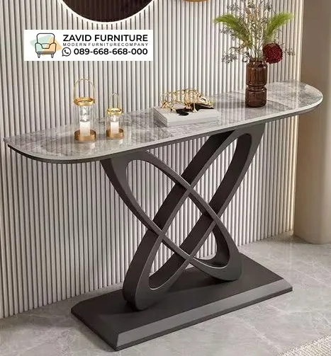 Meja Konsul Marmer Kaki Bundar