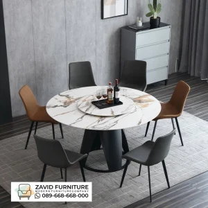 Meja Makan Marmer Bulat Kaki Besi Meja Makan Marmer Bulat Kaki Besi