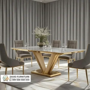 Meja Makan Marmer Model Kaki V Meja Makan Marmer Model Kaki V