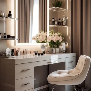 Meja Rias Cermin Kaca Lampu LED Meja Rias Cermin Kaca Lampu LED