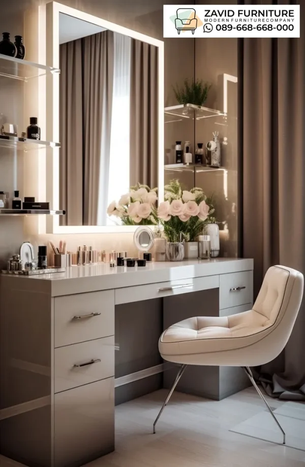 Meja Rias Cermin Kaca Lampu LED Meja Rias Cermin Kaca Lampu LED