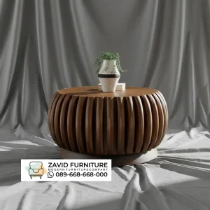 Meja Tamu Bulat Unik Kayu Jati