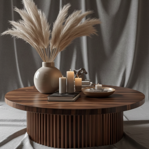 Meja Tamu Kayu Jati Bulat