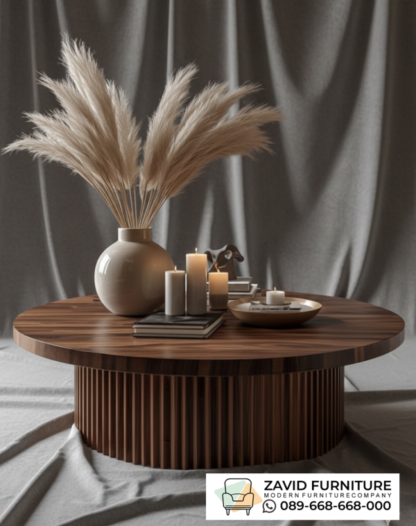 Meja Tamu Kayu Jati Bulat