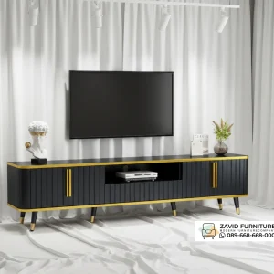 Meja Tv Hitam Kombinasi Stainless