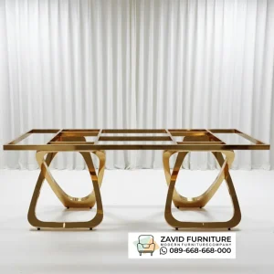 Rangka Kaki Meja Makan Stainless Gold Rantai