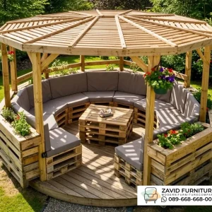 Jual Gazebo Kayu Desain Atap Jaring Laba-Laba