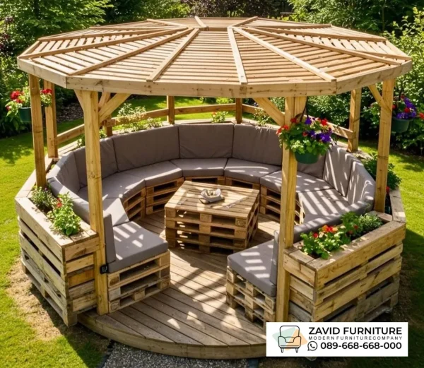 Jual Gazebo Kayu Desain Atap Jaring Laba-Laba