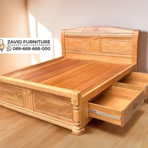 Jual Tempat Tidur Ukir Kayu Jati Laci Malang Terbaru