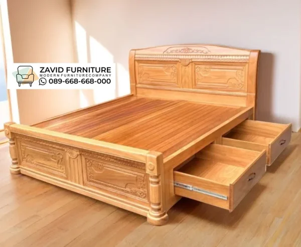 Jual Tempat Tidur Ukir Kayu Jati Laci Malang Terbaru