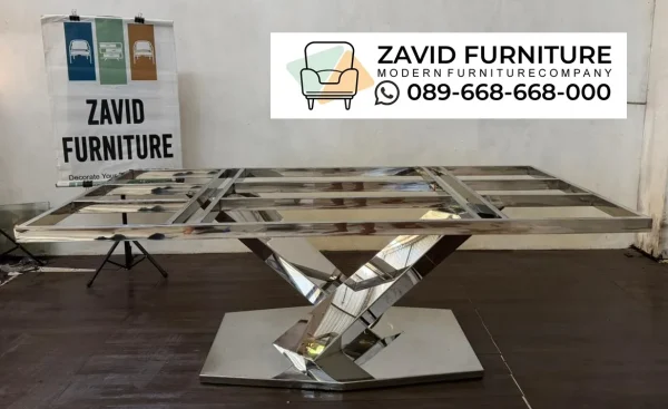 Jual kaki Meja Makan Stainless Silang Silver