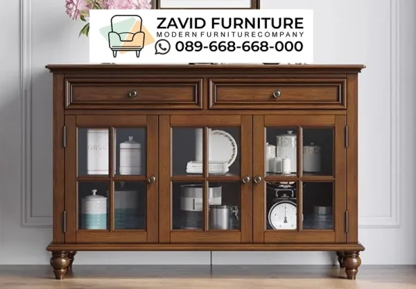 Kabinet Kayu Solid Ukir Halus Minimalis Retro