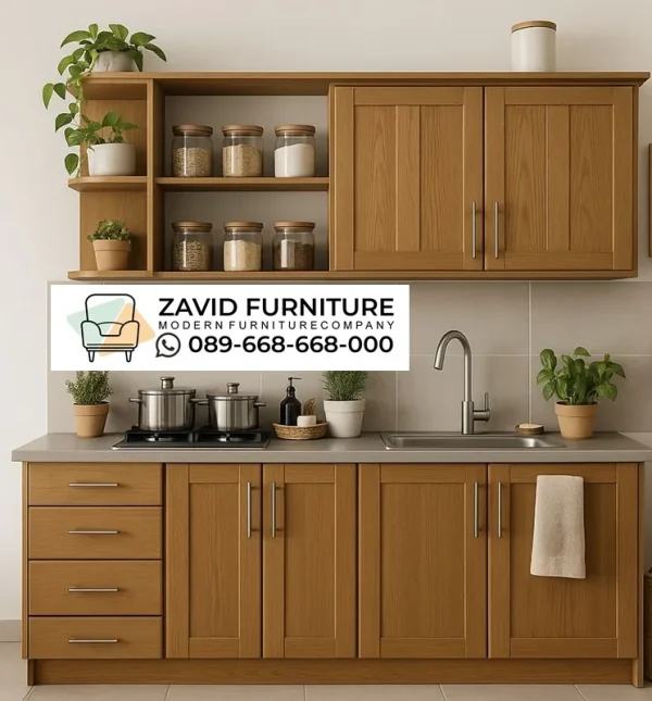 Kitchen Set Panel Kayu Jati Minimalis Skandinavia