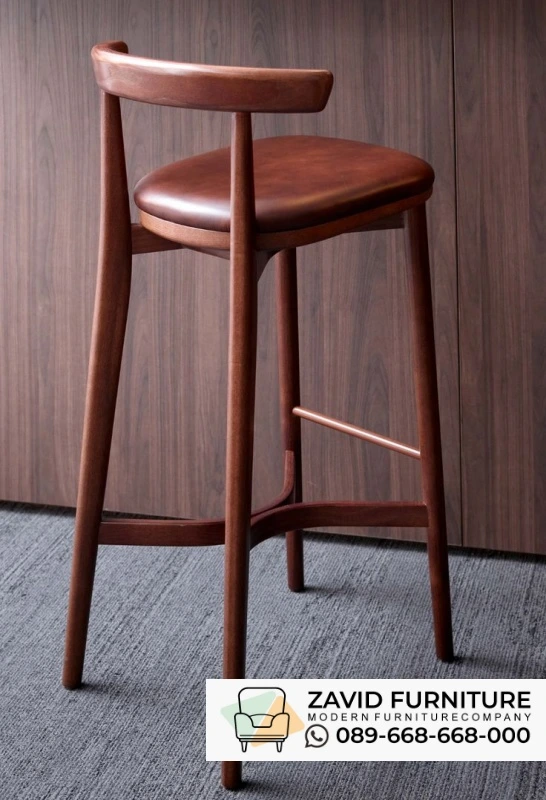 Kursi Bar Kayu Solid Modern Dark Wood Solo